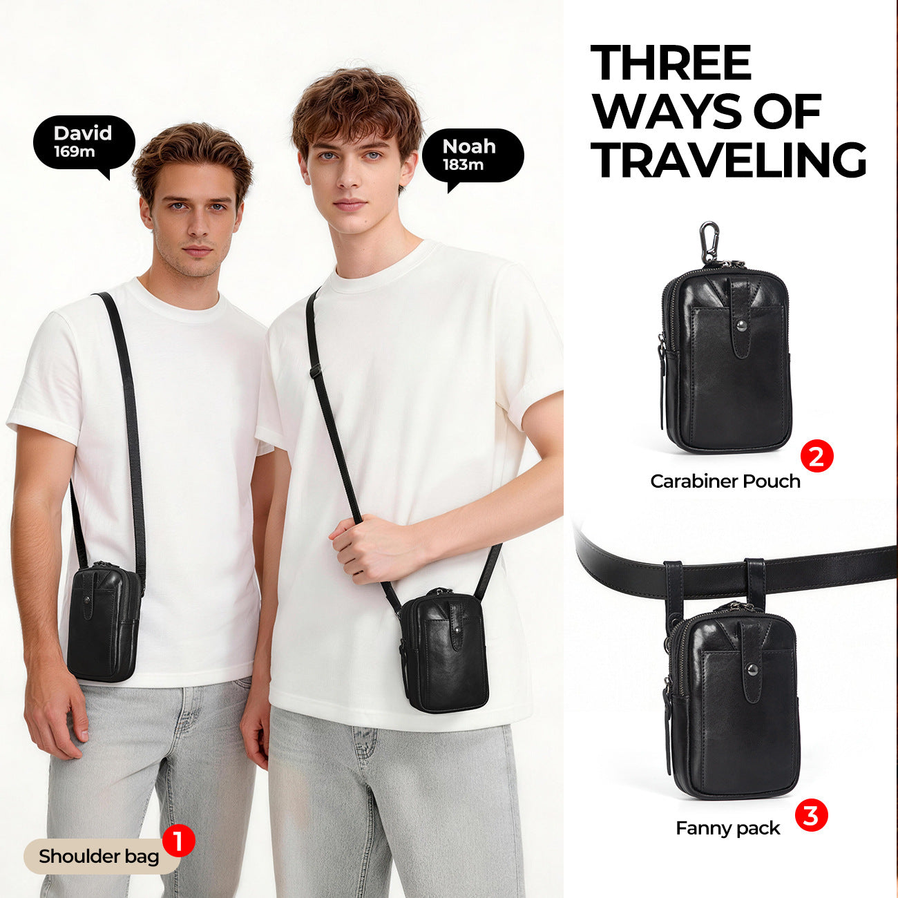 Pocket Lightweight Solid Genuine Leather First Layer Men's Fanny Pack