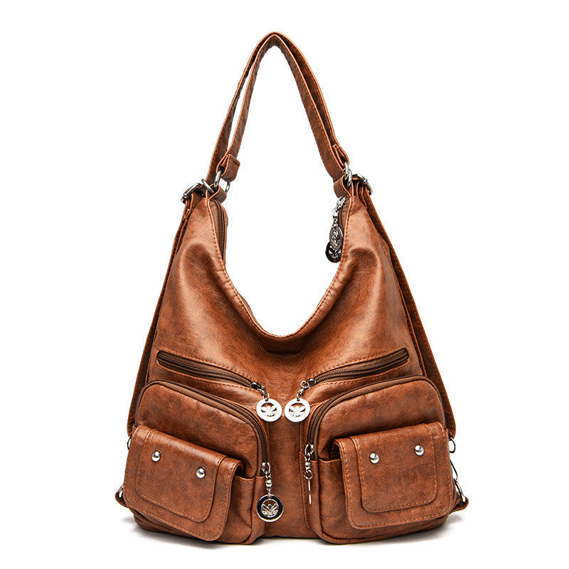 Women's Mother Large Capacity Soft Leather Shopping Women's Shoulder Bag