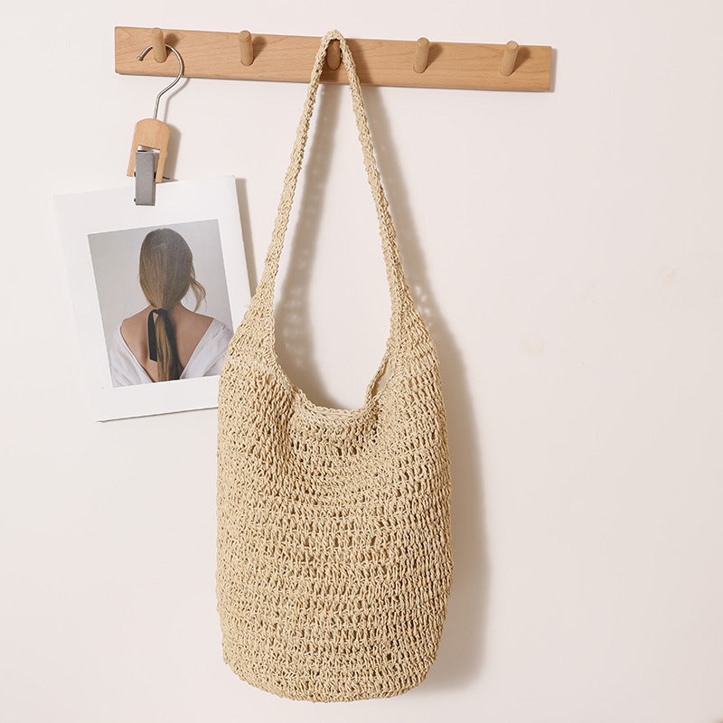 Fashion One Straw Lazy Hollow Woven Seaside Vacation Women's Shoulder Bag