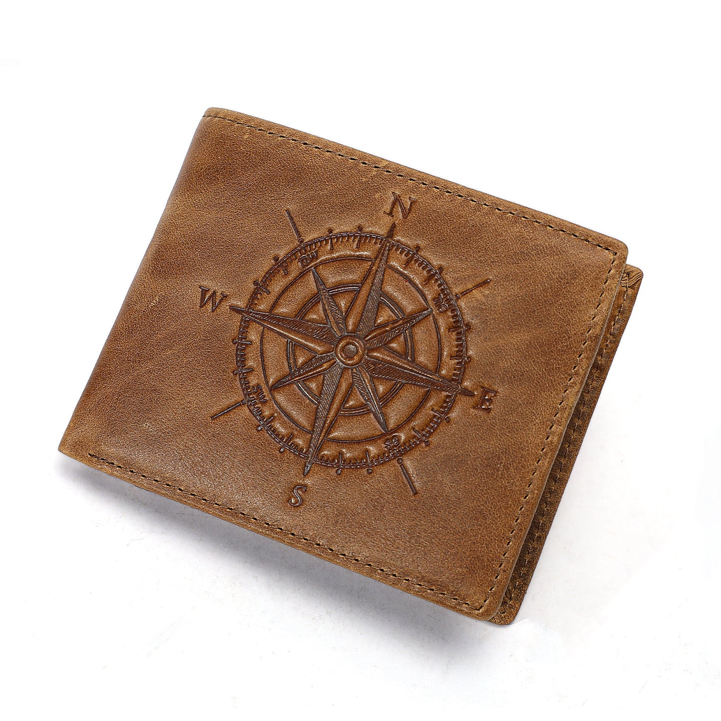 Men's Retro Crazy Horse Leather Fashion Compass Men's Wallet