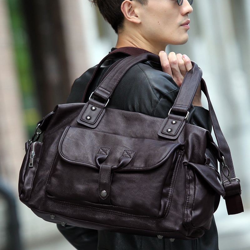 Men's Traveling Leather Trendy Large Capacity Men's Bags