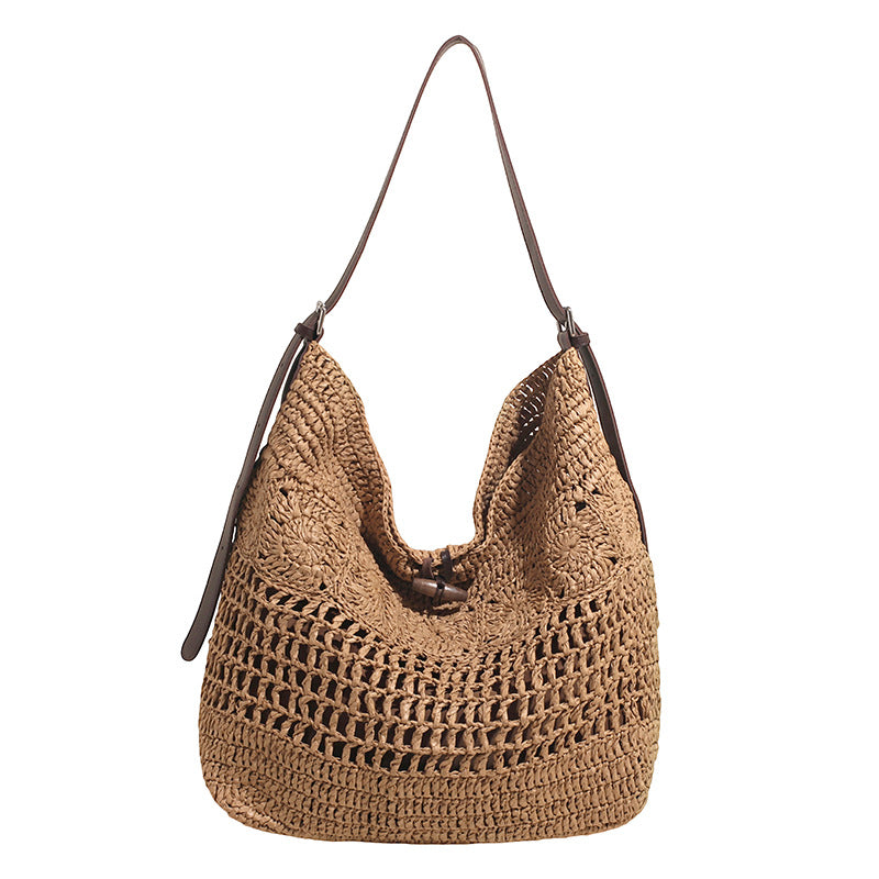 Women's Straw Woven Large Capacity Mesh Hollow Out Seaside Vacation Shoulder Bags