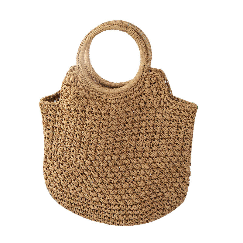 Women's Hand Carrying Straw Hand-woven Large Capacity Vacation Style Handbags