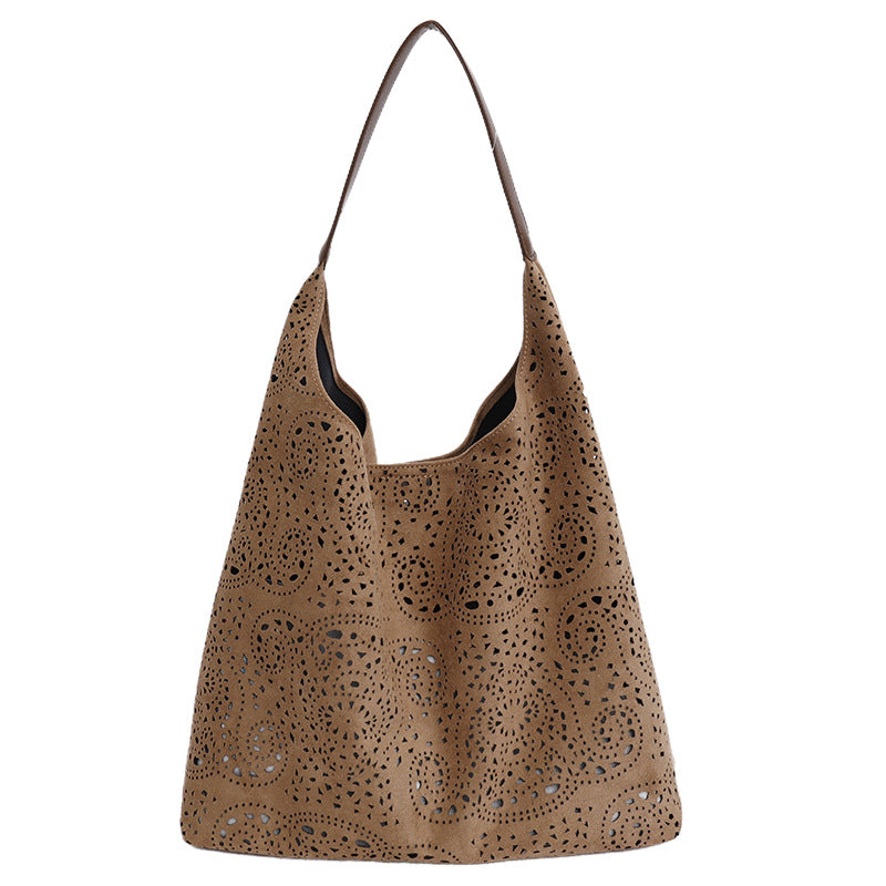 Women's Light Luxury Large Capacity Hollow Fashion Deerskin Women's Shoulder Bag