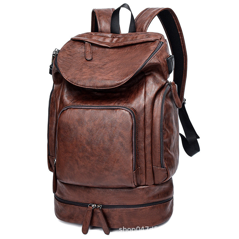 Men's Business Leather Multifunctional Password Fashion Backpacks