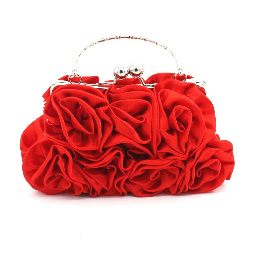 Durable Satin Cloth With Roses Portable Dinner Bag