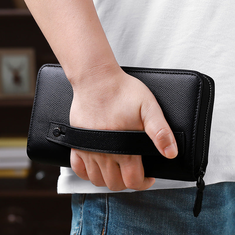 Men's Upgraded Long Zipper Leather Business Handbags