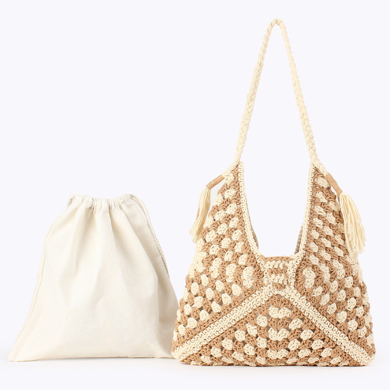 Women's Lazy Style Woven Summer Large Capacity Design Women's Shoulder Bag