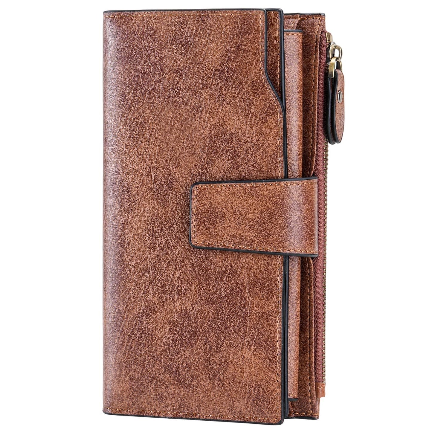 Women's Korean Style Oil Wax Leather Multiple Slots Ladies Wallet