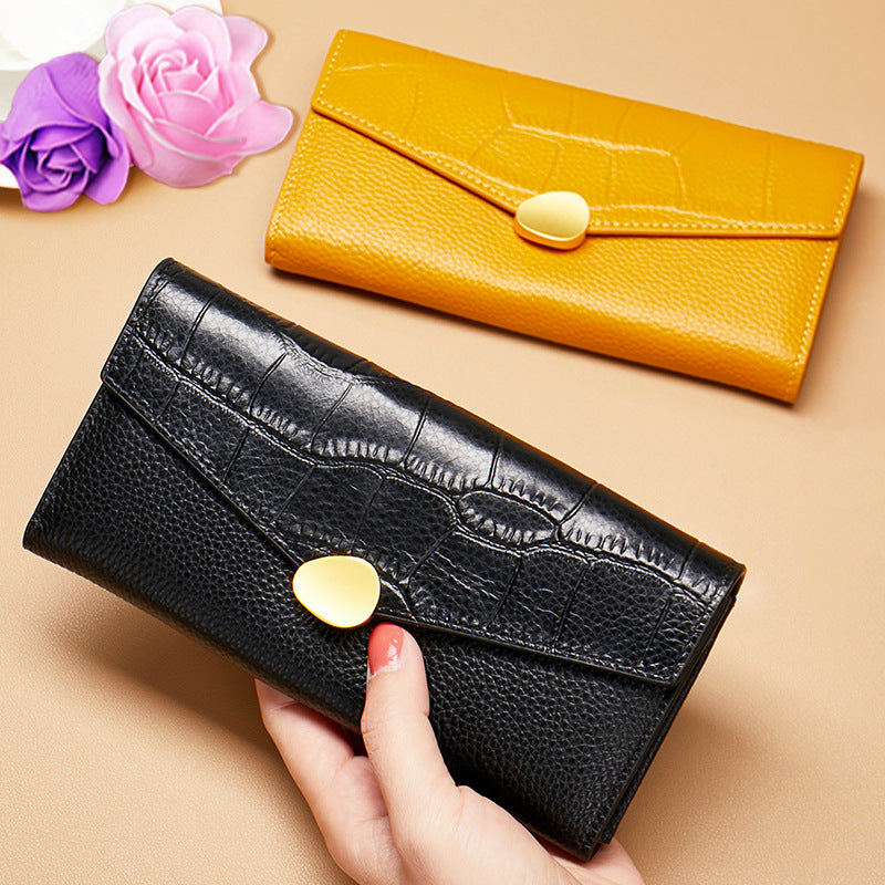 Women's Lucky Long Exquisite Genuine Leather Soft First Layer Ladies Wallet