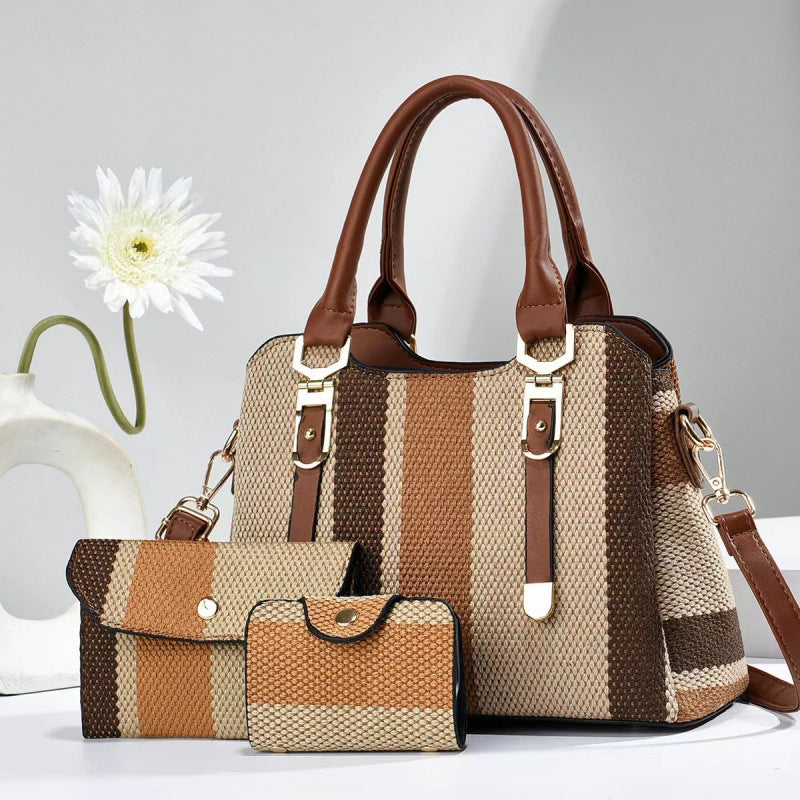 Mother Canvas Contrast Color Trendy Fashionable Elegant Bags