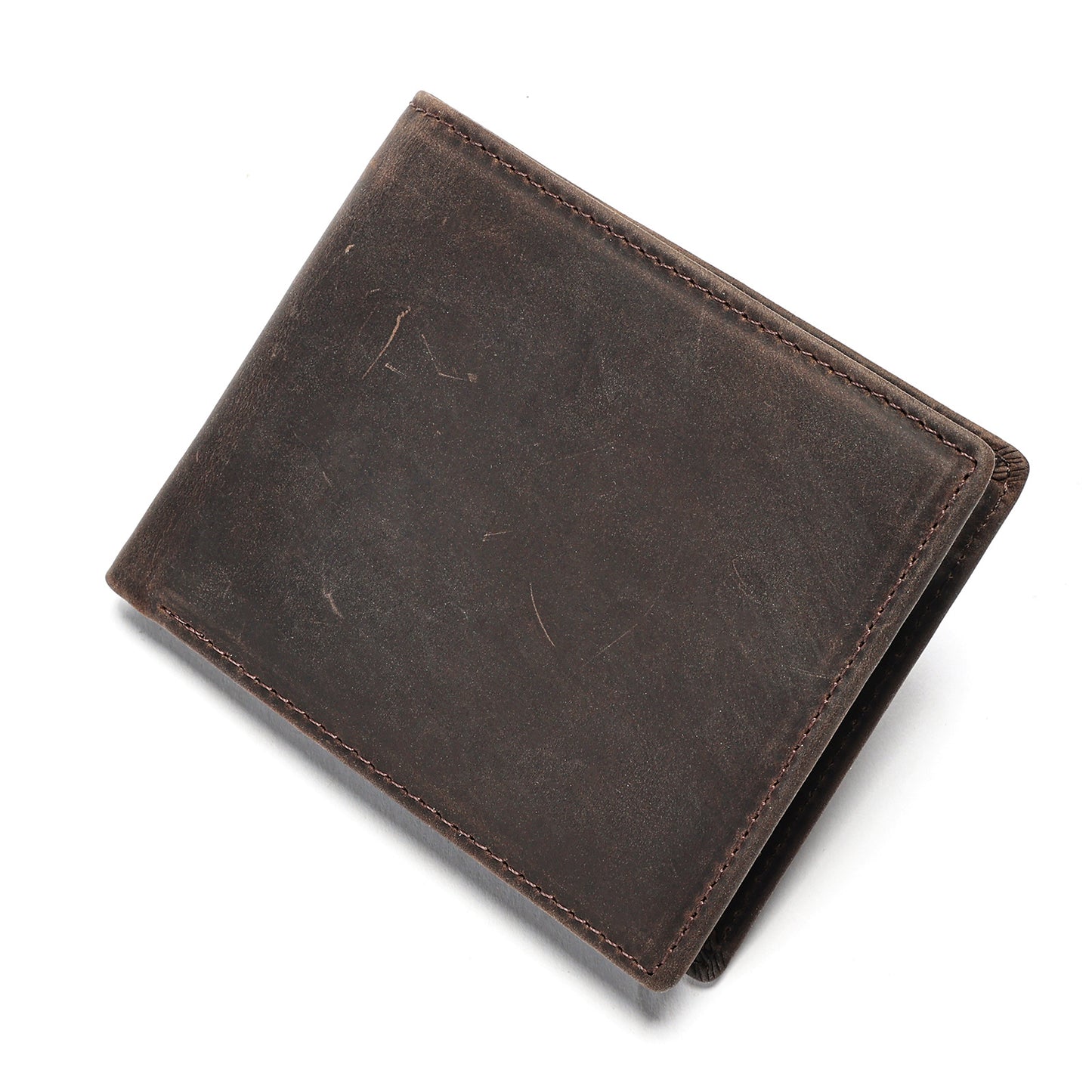 Men's Compass Leather Crazy Horse Retro Simple Swiping Embossed Dollar Men's Wallet