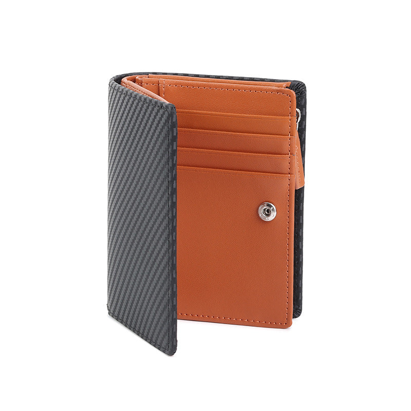 Men's Leather Short Zipper Vertical Design Business Men's Wallet