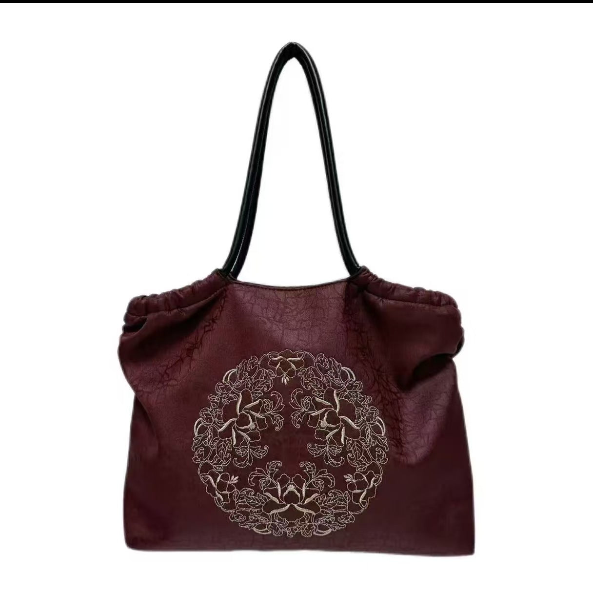 Women's Yarn Silk Turtle Crack Embroidered Chinese Style National Versatile Large Women's Handbag