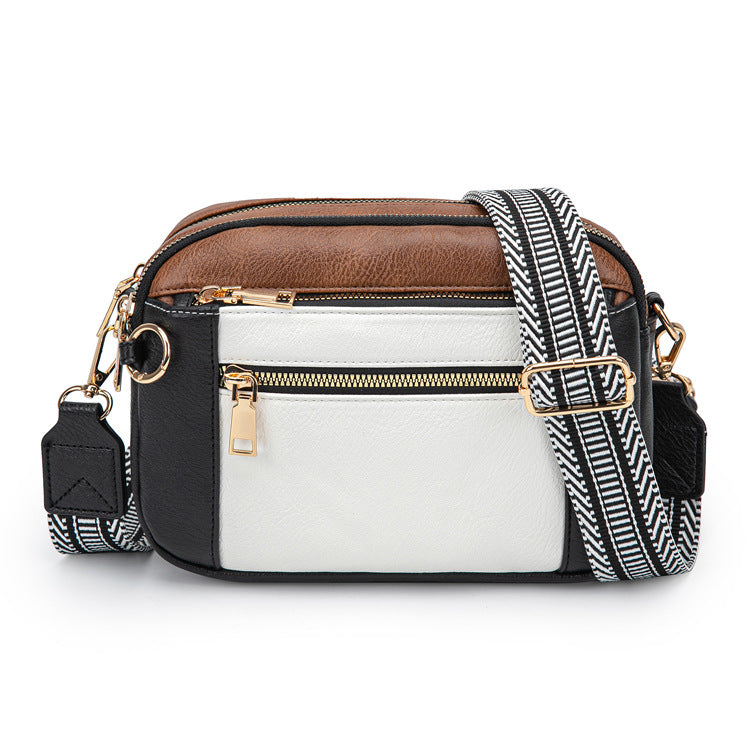 Chessboard Plaid Fashion Retro Double Zipper Women's Shoulder Bag