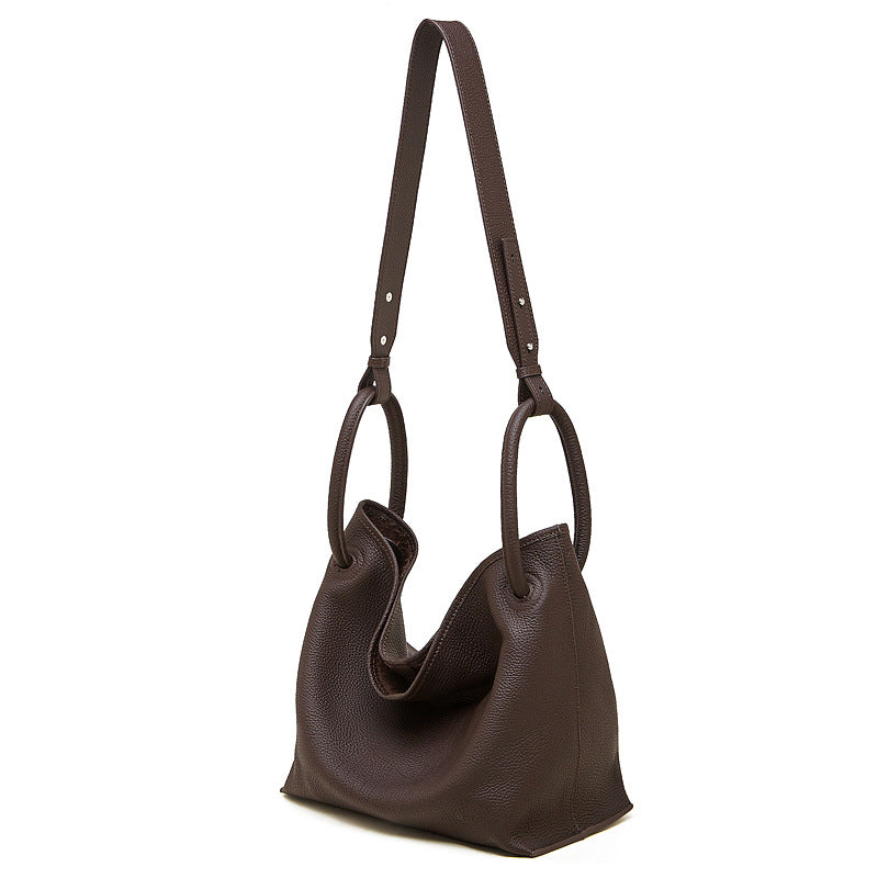Women's First Layer Cowhide Minimalist Commuter Genuine Leather Portable Vegetable Women's Messenger Bag