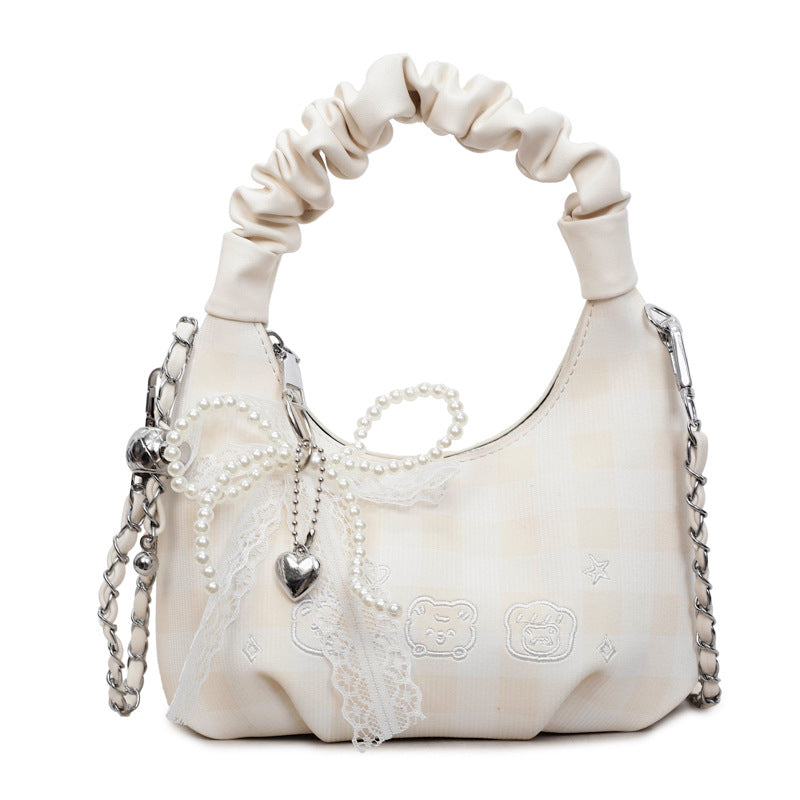 Women's Sweet Plaid Bowknot Fashion Commuter Western Small Square Bag