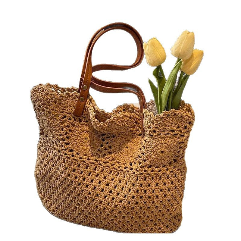 Women's Thread Hand-woven Seaside Beach Hollow Portable Women's Shoulder Bag