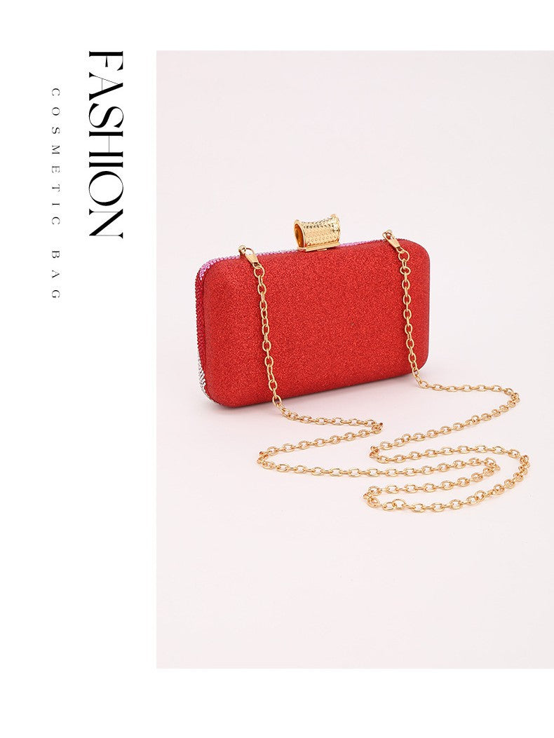 Light Luxury Contrast Color Shiny Rhinestone Clutch Banquet Bags