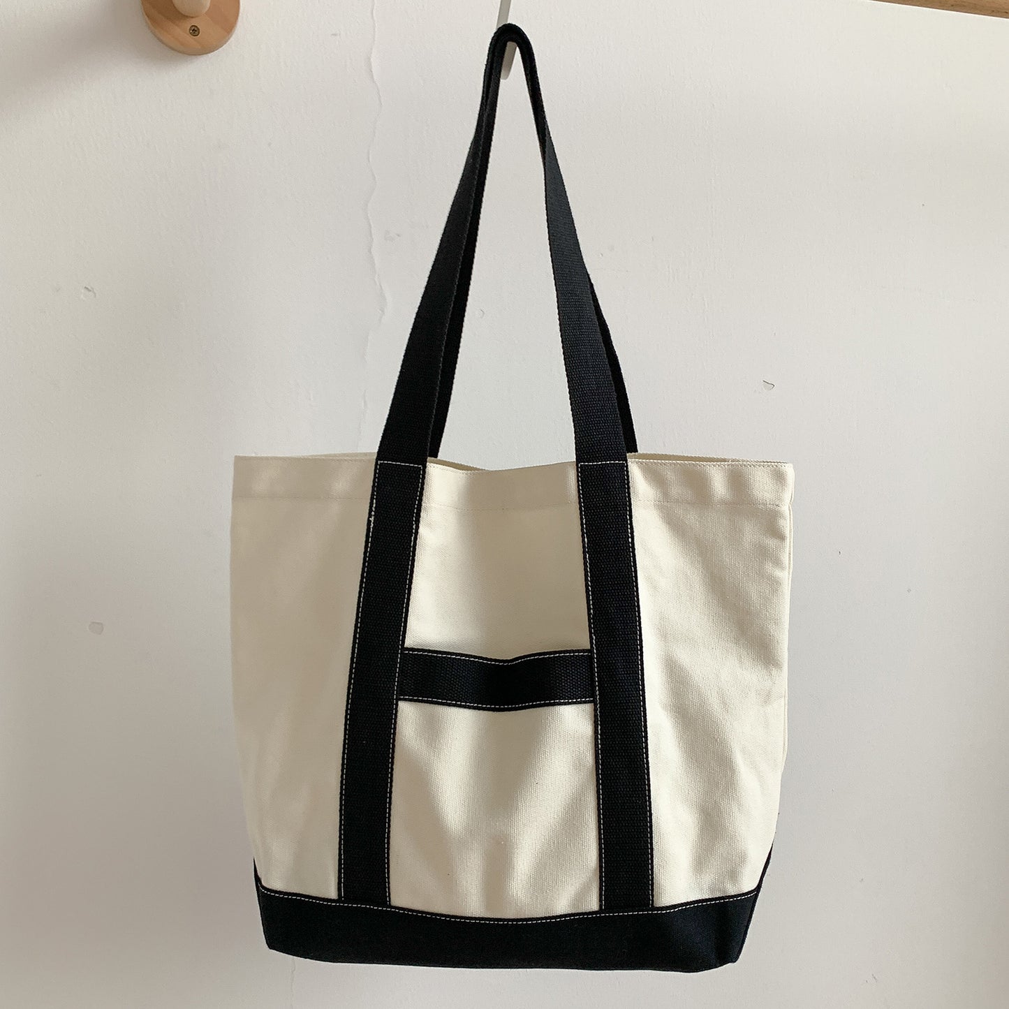 Korean Style Striped Canvas Idle Leisure Class Commuting Large Capacity Women's Shoulder Bag