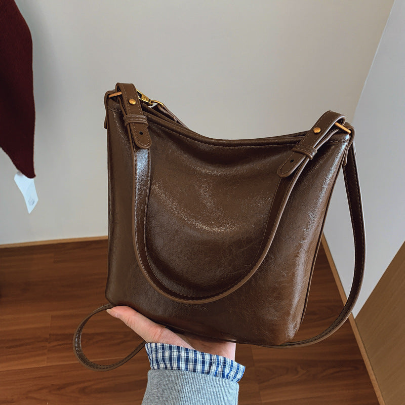Women's Spring Korean Niche Design Large Capacity Solid Color Bags