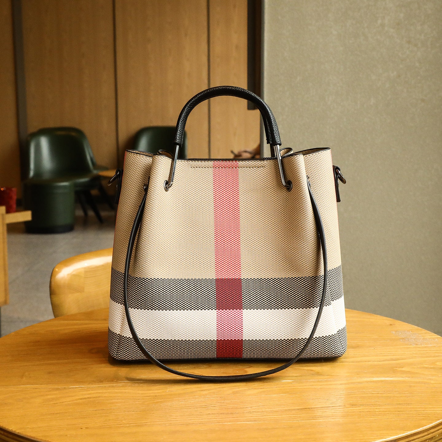 Women's High-grade Color Matching Large Capacity Totes Plaid Women's Shoulder Bag