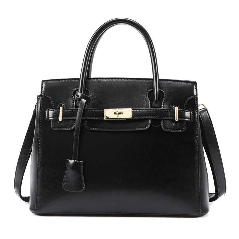 Mother Oil Leather Retro Three-piece Large Women's Handbag