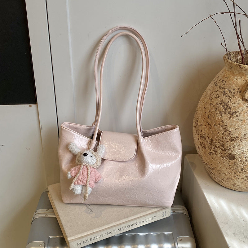 Women's Oil Wax Leather Korean Large Capacity Exquisite Fashion Women's Shoulder Bag