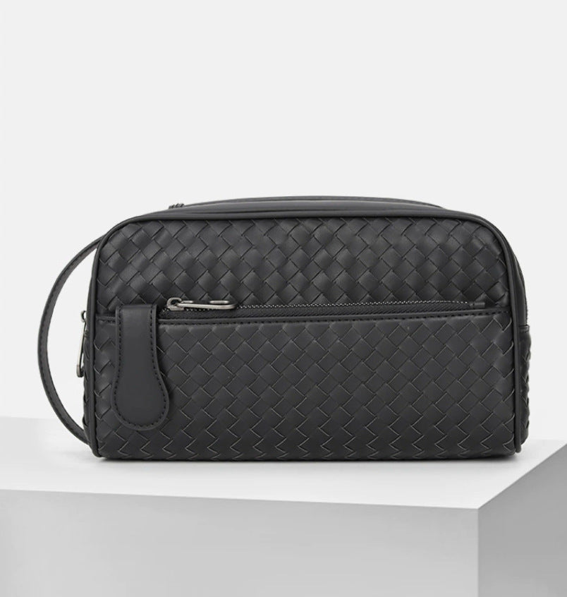 Men's Hand-woven Wash Double Layer Zipper Men's Clutch