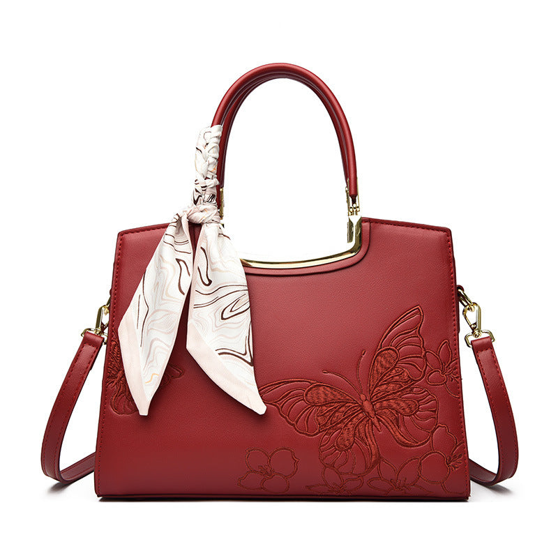 Women's High-grade Embroidered Silk Scarf Large Capacity Light Luxury Commute Women's Handbag