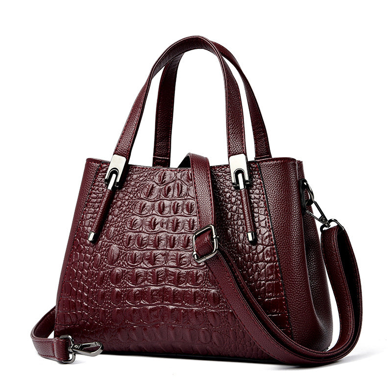 Women's Crocodile Pattern High-grade Large Capacity Commuter Handbags