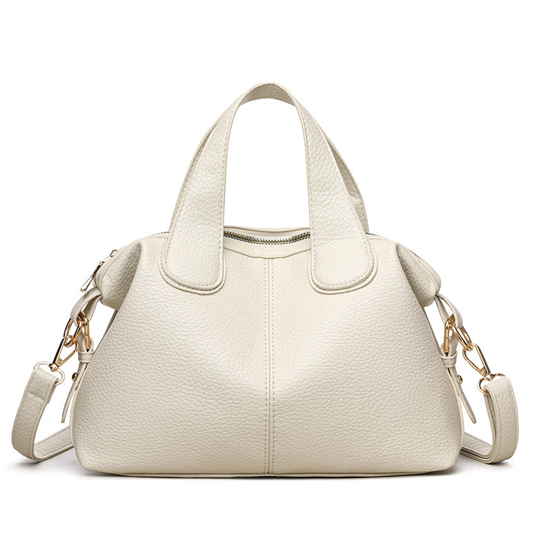 Women's Texture Soft Leather Boston Commuter Women's Handbag