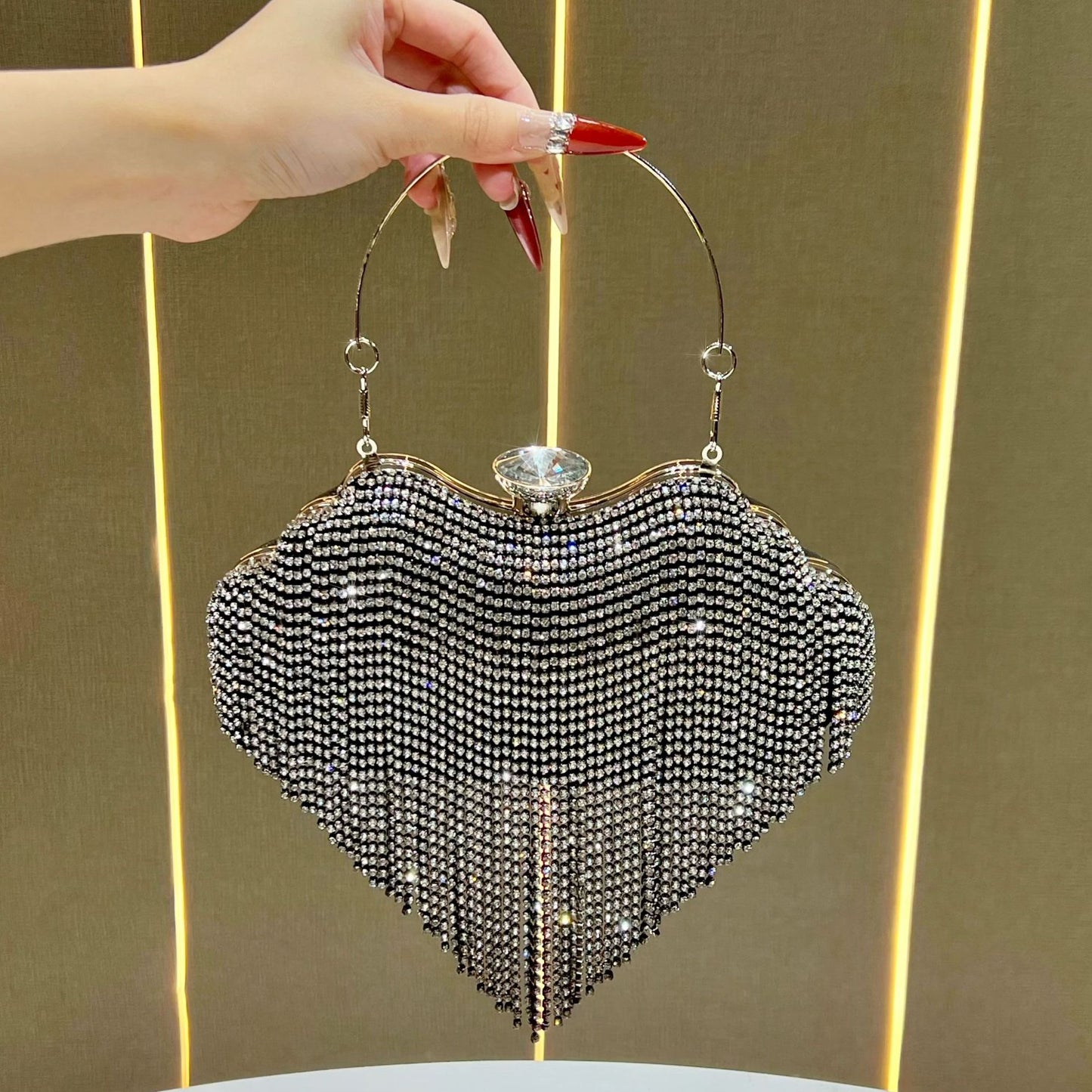 Women's Diamond Tassel High-grade Dress Clutch Rhinestone Dinner Bag