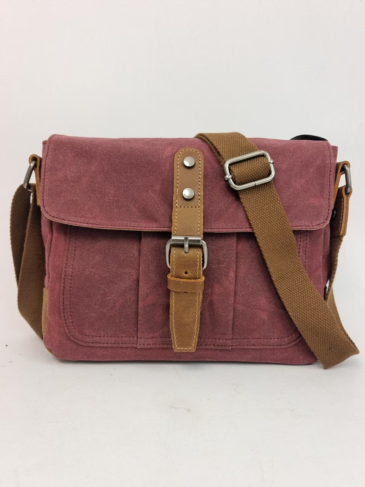 Men's Retro Motorcycle Simple Batik Waterproof Canvas Men's Shoulder Bag