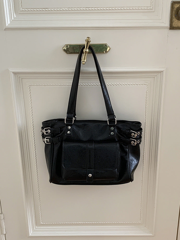 Retro Coffee Color Versatile Large Capacity Commuter Korean Preppy Women's Shoulder Bag