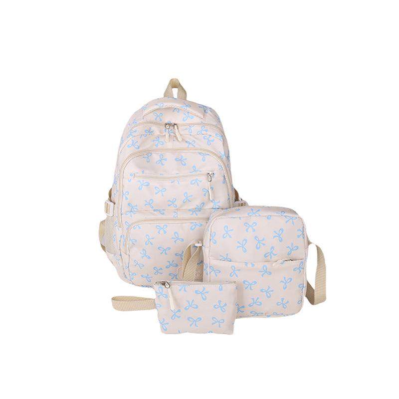 For College Large Capacity Bowknot Full Printing Leisure Backpack