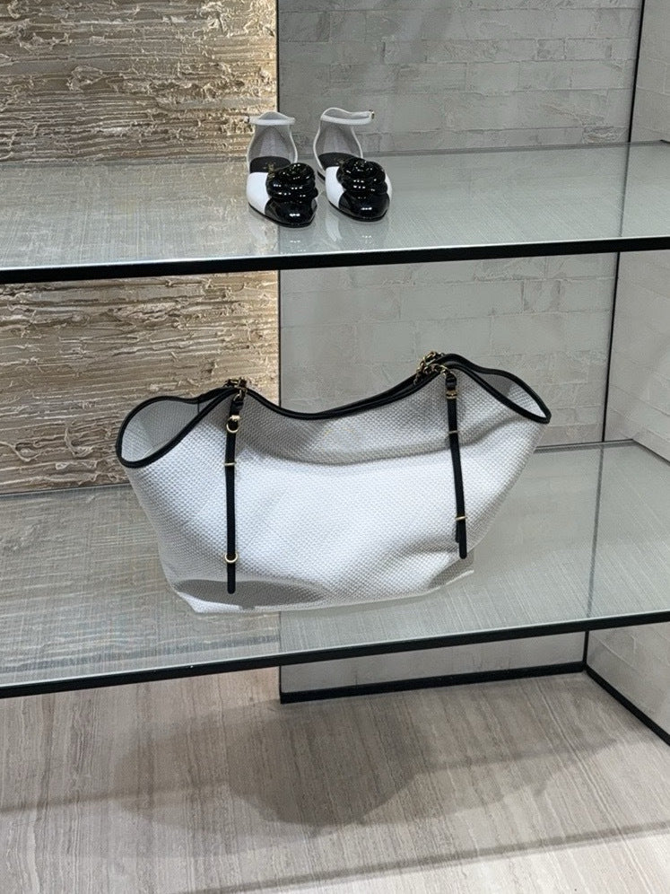 Food Basket Large Size Color Contrast Patchwork Shoulder Bags
