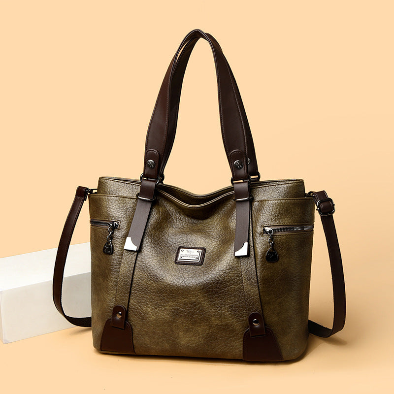 Women's Soft Leather Leisure Commute Mom Women's Messenger Bag