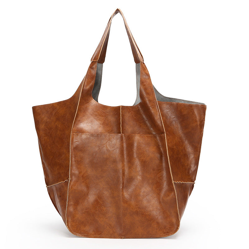 Women's Retro Crazy Horse Leather Simple Large Capacity Women's Shoulder Bag