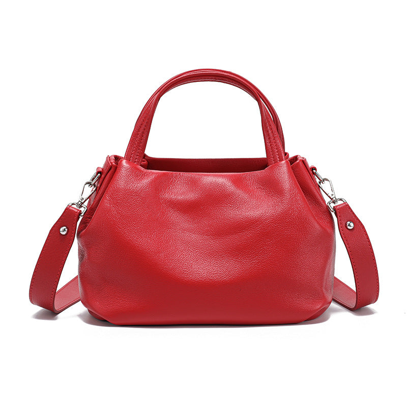 Women's Layer Cowhide Pleated Cloud Large Capacity Tote Bags