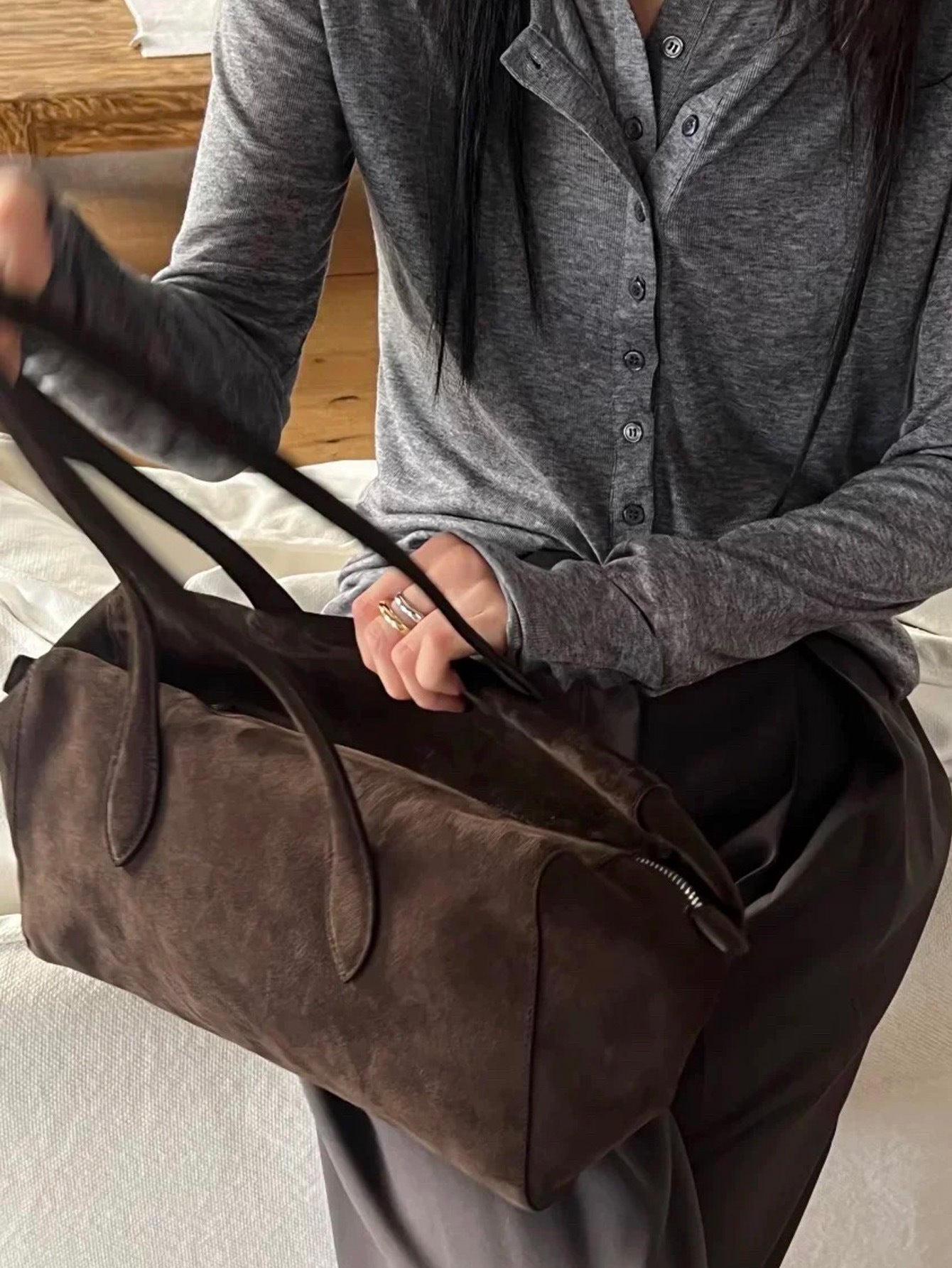 Winter Niche Suede Matte Simple Large Capacity Retro Handbags