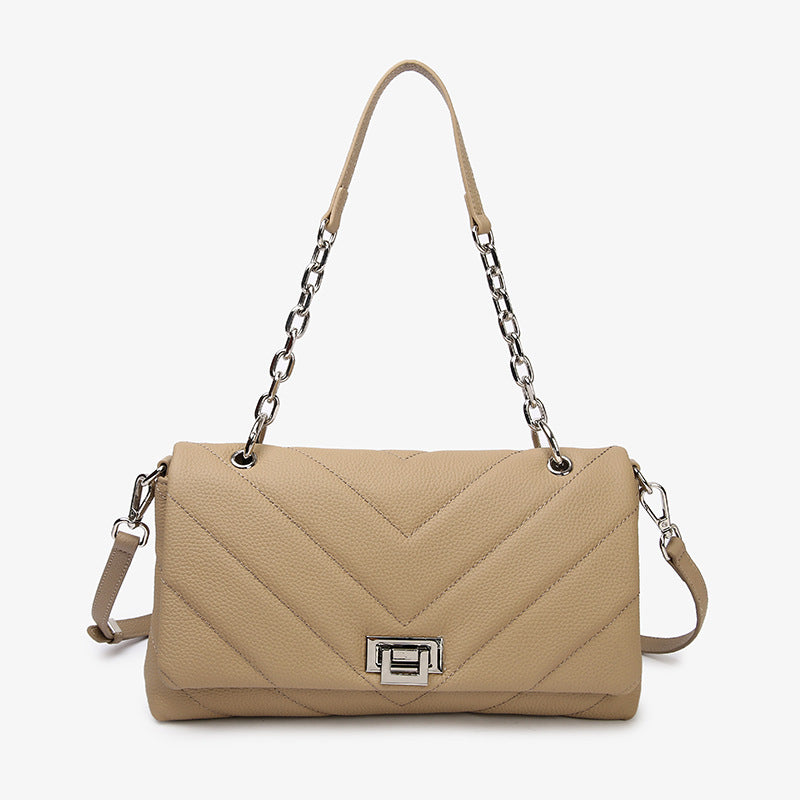First Layer Cowhide Classic Style Rhombic Chain Bags