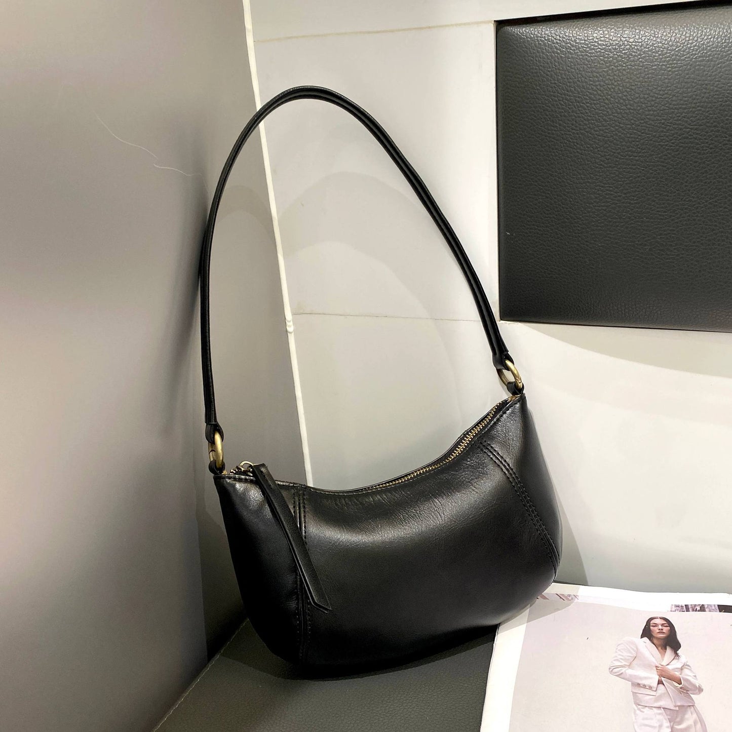 Design Large Capacity Totes Cowhide Commuter Pocket Women's Shoulder Bag