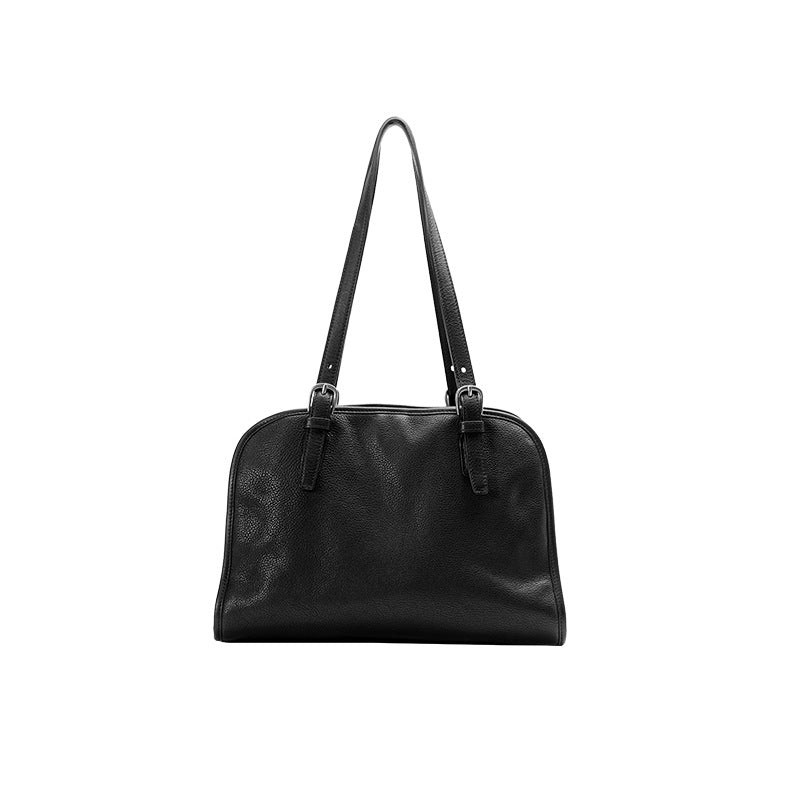 Women's Bowling Vegetable Tanned Leather Cowhide Portable Vintage Genuine Large Women's Shoulder Bag