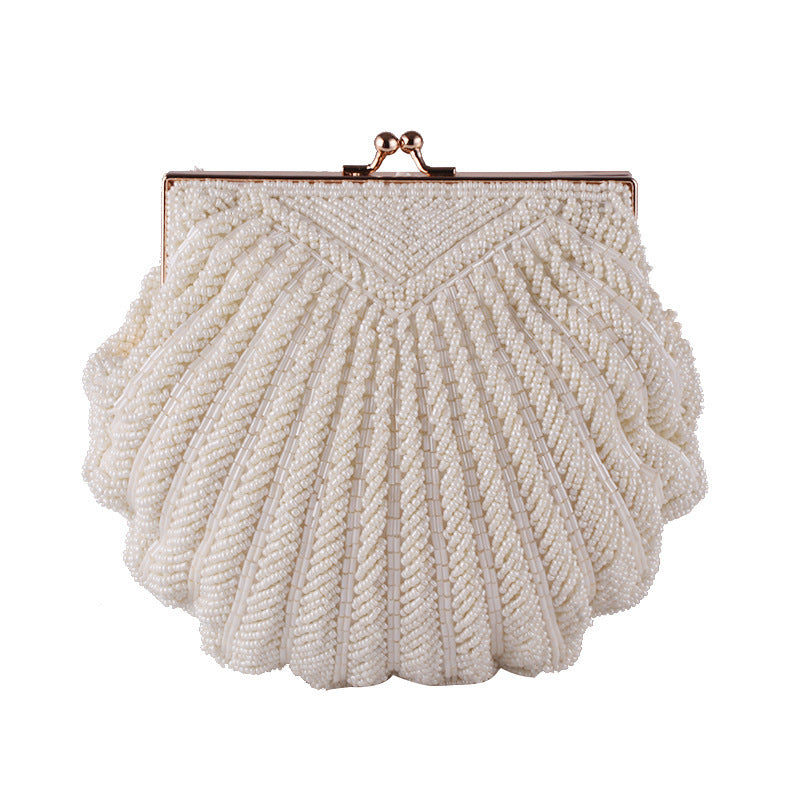 Women's Shell Handmade Beaded Clutch Han Chinese Dinner Bag