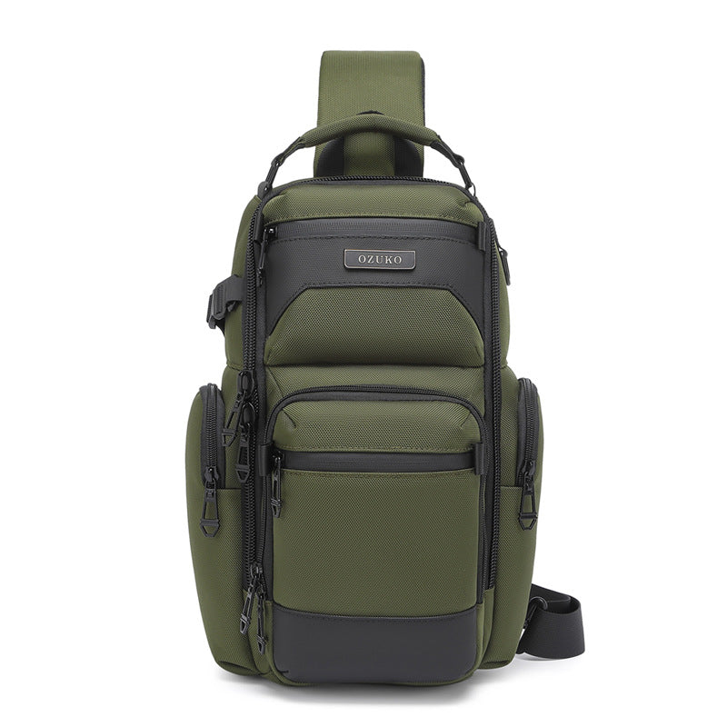 Men's High-grade Black Waterproof Lightweight Multifunctional Commute Leisure Men's Chest Bag