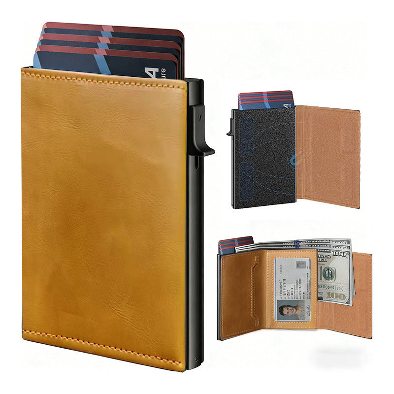Men's Short Carbon Fiber Aluminum Alloy Large Capacity Men's Wallet