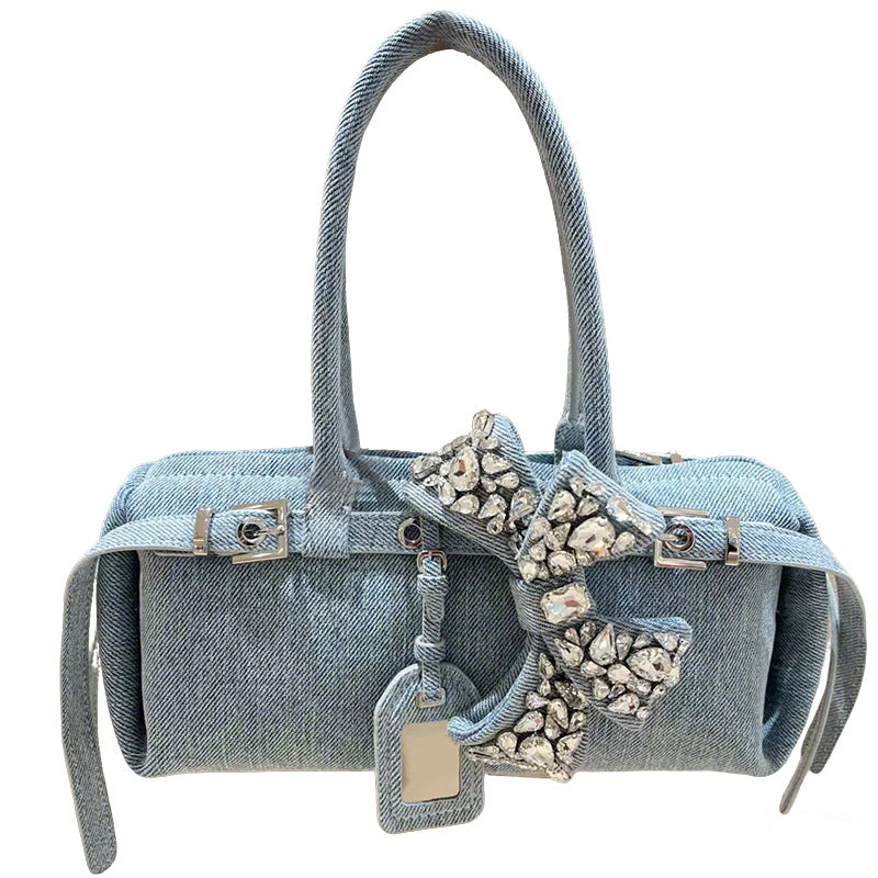 Women's Niche Denim Underarm Solid Color Fashionable Stylish Sweet Bags