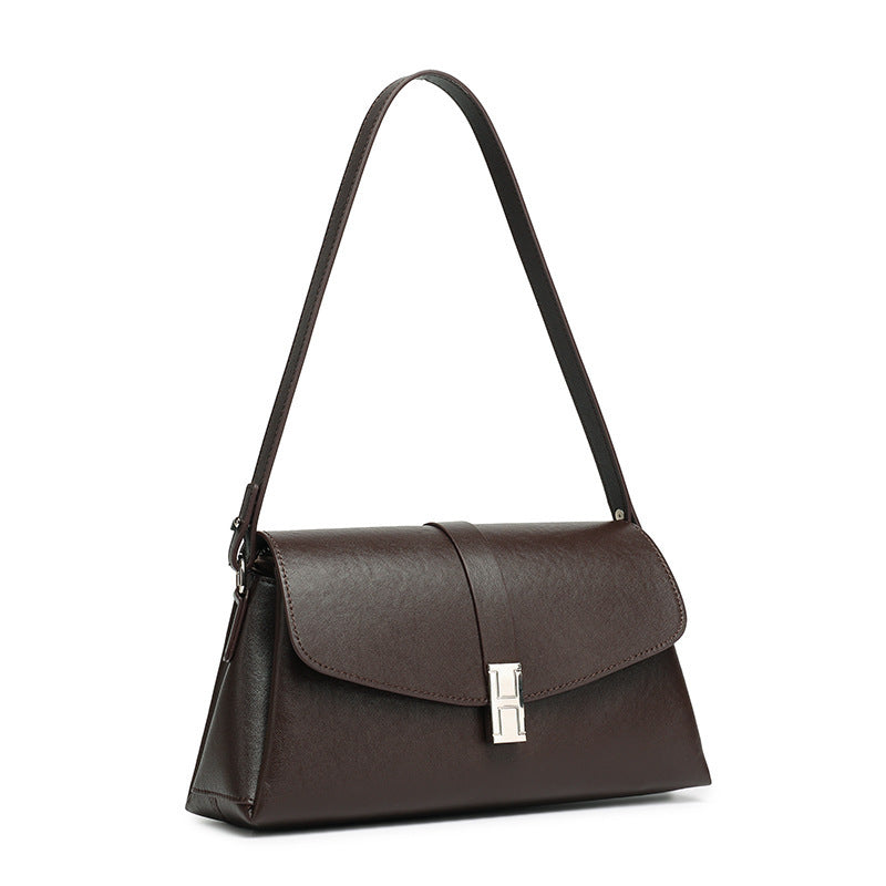 Women's First Layer Vegetable Tanning Leather Retro Fashion Genuine Underarm Small Square Bags