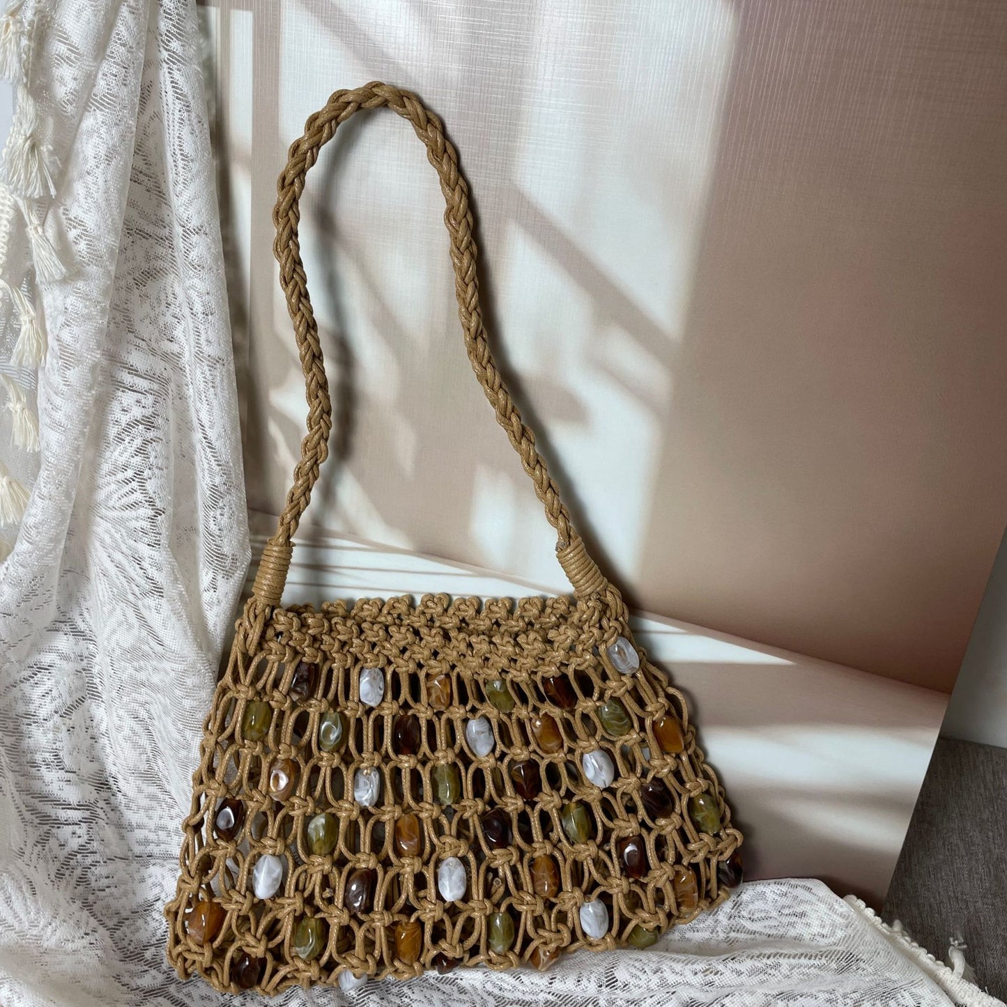 Hollow Acrylic Woven Mobile Seaside Vacation Beach Wax Handbags